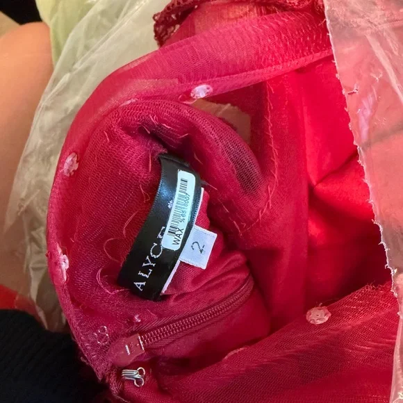 Elegant Lace Overlay Burgundy Women's Dress - Picture 2 of 6